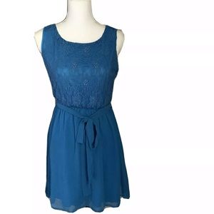 Velzera Dress Blue Sleeveless Lace Fit Flare Skater S NWT Party Wedding  Guest